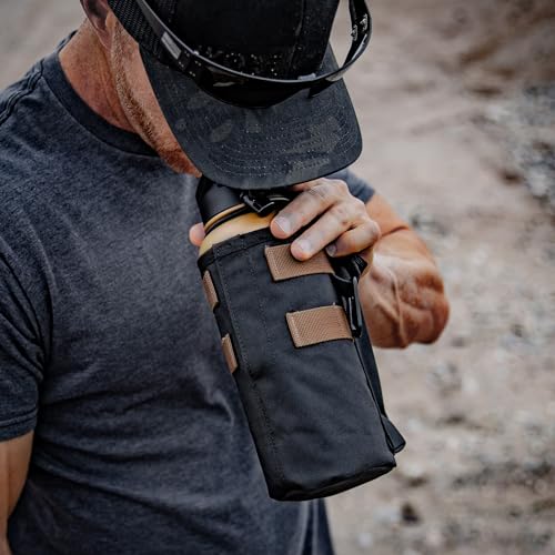 Iron Infidel Battle Bottle - 32 Oz Insulated Water Bottle with Straw Lid & Chug Cap, Stainless Steel Metal Flask Includes Rugged, Removable Sleeve for Keys, Wallet, & Phone (Brown Recluse 1 Liter) - color: 32oz - Brown Recluse, size: 32 Ounces