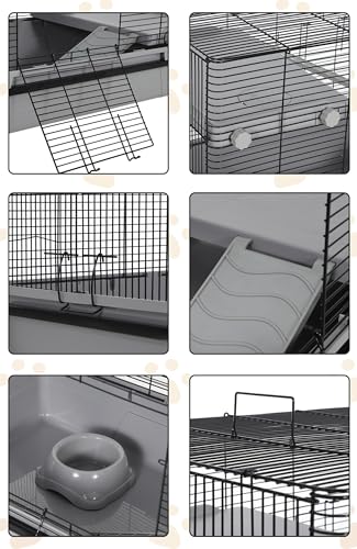 Garvee Small Animal Cage, 40 ''L Animal Cage for Bunny Hutch with Detachable Stand,Ramp, Extra Platform RemovableTray for Chinchilla, Rabbit, Guinea Pigs, Hedgehog, Gerbil | Detachable Stand,Ramp, Extra Platform Removable Tray for Chinchilla, Rabbit, Guin