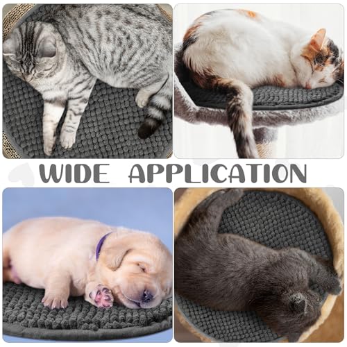 4 Pcs Guinea Pig Cage Liner 12 Inch Round Washable Chenille Pee Pads Pet Dog Cat Bedding Training Mat Reusable for Small Animals Puppy Bunny Hamster Chinchilla - color: Dark Gray, size: Diameter 12 Inch, style: Low Pile Chenille