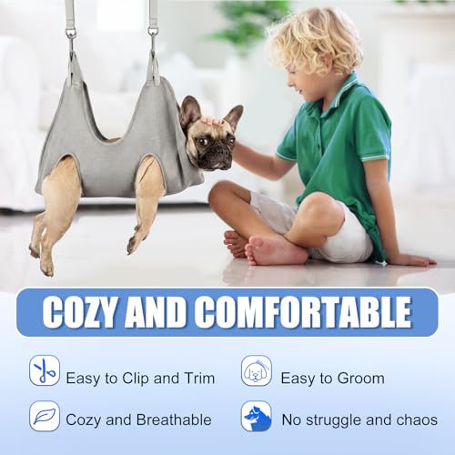 Kkiimatt Dog Grooming Hammock Harness,XXX-Large Silver Grey Grooming Sling for Giant Dogs,Dog Hanger Holder Restraint for Nail Trimming, Hanging Harness Hammock for Nail Clipping - size: XXXL (140 LB Max) Silver Grey 20-31in