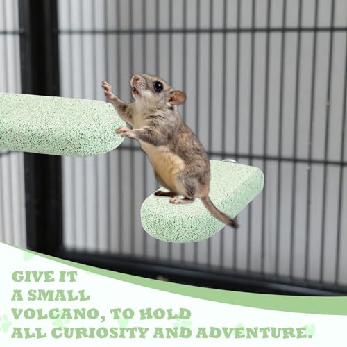 2pcs Chinchilla Lava Ledge, Pumice Climbing Platform & Chewing Tool Teeth Grinding Cage Accessories for Chinchillas Squirrels Guinea Pigs Hamsters (Green)