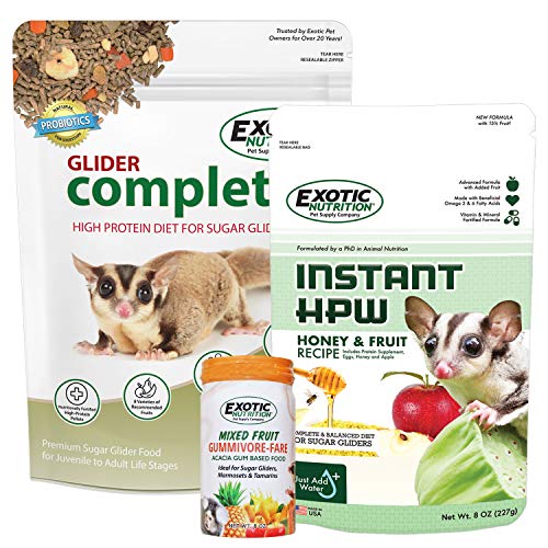 Exotic Nutrition Sugar Glider Complete Deluxe Food Starter Package - Nutritionally Complete Pellet Diet & High Protein Supplemental Food for Sugar Gliders… (3 Piece Set) - size: 1 Count (Pack of 3)