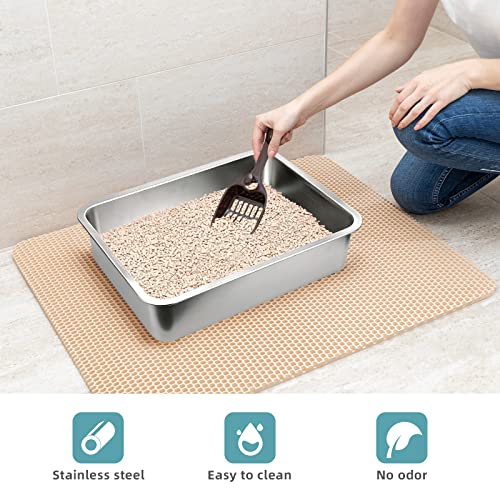 Stainless Steel Cats Litter Box, 4" Height Litter Box for Small Animals, Easy Entry, Easy to Clean, Non Stick Smooth Surface