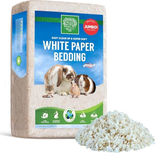 Small Pet Select Unbleached White Paper Bedding, 178L | Soft Absorbent Natural Bedding, Odor Control, Made in USA, For Guinea Pigs, Rabbits, Hamsters & Small Pets - size: 178L