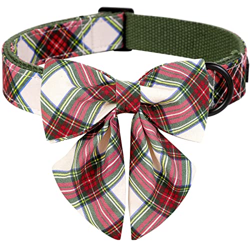 ARING PET Christmas Dog Collar, Cute Xmas Pet Collar with Sailor Bowtie Red and Green Plaid Bow Tie Collars with Metal Buckle for Puppy Small Medium Large Boy Girl Dogs-XS - color: Christmas-Sailor Plaid, size: X-Small (Pack of 1)