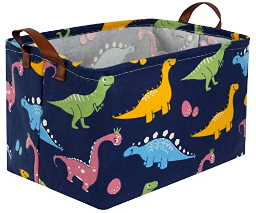 Essme Dinosaur Basket,Dinosaur Storage Baskets for Boys, Dinosaur Baskets for Boys with Handle Dinosaur Baskets for Dinosaur Room Decor, Clothes,Books.(Navy Blue dinosaurs) - color: Navy Blue dinosaurs