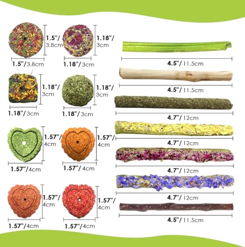 60pcs DIY Rabbit Toys for Bunnies Boredom,Rabbit Toy for Bunnies Boredom Bunny Toys for Teeth, Timothy Stick, Apple Sticks, Sweet Bamboo, for Guinea Pig, Hamster, Chinchilla, Rat, Small Animals