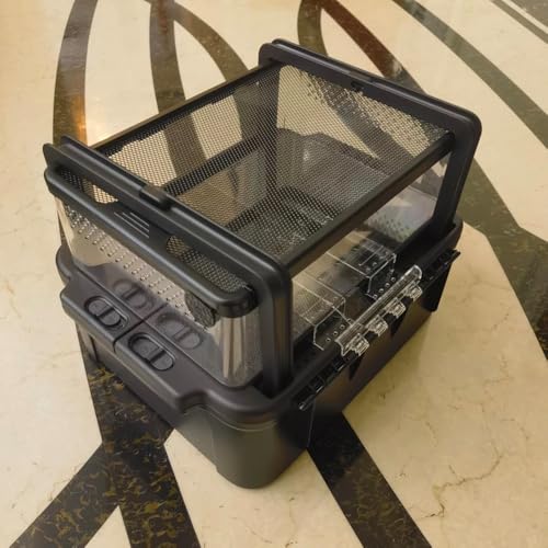 Portable Reptile Cage Carrier Tank with Handle Reptile Transport Container Terrarium Box Habitat Cage Pet Houses for Turtle, Gecko, Bearded Dragon, Lizard, Frog, Snake, Spider