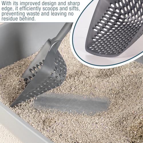 Set of 2 Cat Litter Scoop with Small Holes for Fine Litter, Hanging Handle Deep Reptile Terrarium Sand Sifter, Poop Scooper Rabbit Pooper Lifter Kitten Sifting Shovel (Black, Set of 2) - color: Black, size: Set of 2