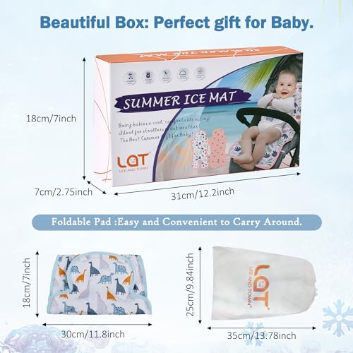 Gel Car Seat Cooler Pad,1 Pack Double Sides-Universal Baby Stroller Ice Cushion Cooler Mat,Summer Cooling Seat Liner,Multifunctional Suitable for Baby Dining Chair,Child Safety Seat (Dinosaur+Dog) - color: Dinosaur+Dog