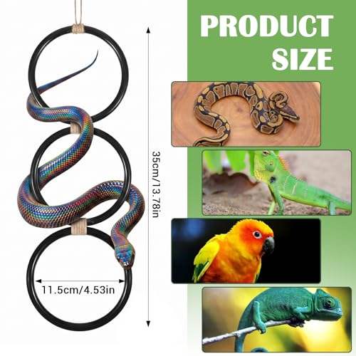 Snake Climbing Rings for Ball Python, Enrichment Toys for Corn Snake, Reptile Enrichment Climbing Ring, Reptile Tank Accessories for Terrarium, Bearded Dragon, Chameleon, Iguana, Gecko, Lizard, Parrot