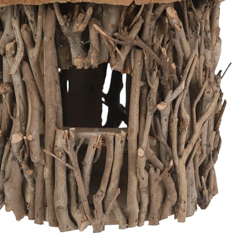 Twig-Covered Cylinder Birdhouse Squirrel House, 2.4" Entry for Medium Birds, Natural Branch Exterior & Waterproof Interior, Woodland Garden Backyard Decor - style: Cylindrical House