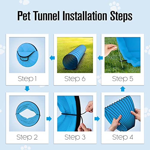 Dog Tunnel, Dog Agility Tunnel, Play, 18 Feet, Small, Medium, Large, Blue | Houseables Agility Equipment, Puppy Obstacle Course, Pet Playground, Crawling, Indoor/Outdoor, Pop Up Set, Exercise Tube, Toy - color: Blue