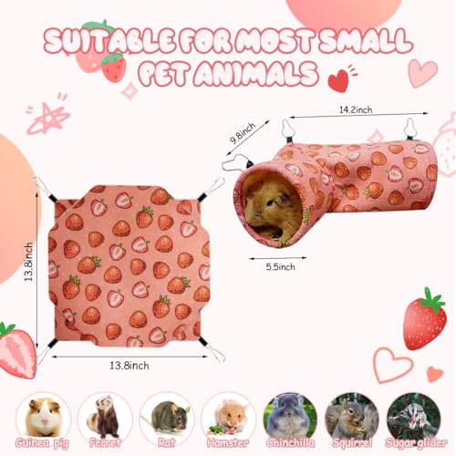 LYART Guinea Pig Rat Ferret Hammock & Warm Bed - Small Pet Hideout Tunnel Cave Hanging Bunkbed - Sugar Glider Squirrel (1.Hammock & Corner Tunnel) - color: 6.Hammock & Corner Tunnel