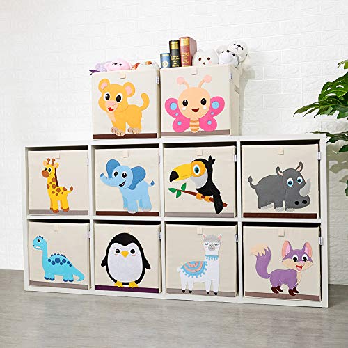 13 Inch Animal Cube Storage Bins, Foldable Fabric Kids Toy Box & Toy Chest | Kids Storage Cubes, Toy Storage Organizer Basket for Toddlers, Boys and Girls, Playroom and Nursery (Elephant) - color: Elephant