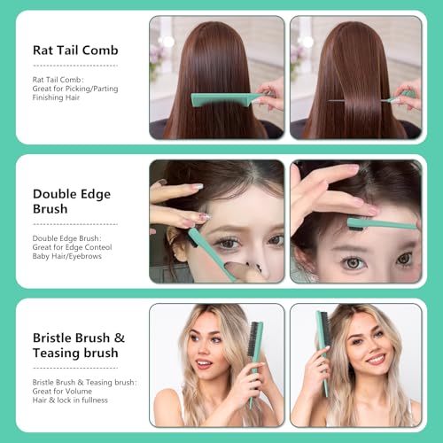 Curl Defining Brush, Curly Hair Brush, Slick Back Hair Brush, For Combing and Shaping Curls in All Hairstyles to Reduce Pulling (Green) - color: Green