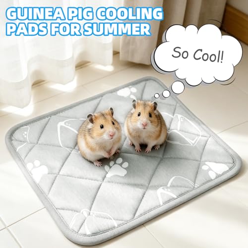 Homimp Summer Cooling Mat for Small Animals, 8PCS Guinea Pig Cage Liner Hamster Pee Pad, Washable Rabbit Cool Pad, Breathable Bed Blanket for Bunny Hedgehog, Keep Cooling for Pets, Grey 16"X 24" - size: 16"x24" (2 Pack)
