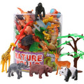 54 Pack Mini Animal Figures Bulk, Jungle and Safari Animals Set for Kids | Gift Box Included, with Realistic Wild Creatures Toy for Learning, Sensory Bins and Party Favors for Boy Girl and Toddler
