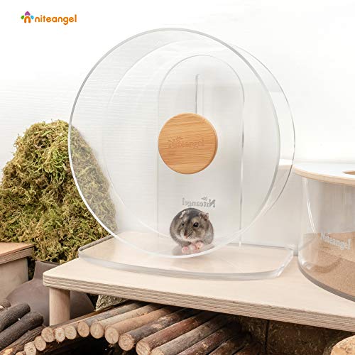 Niteangel Silent Hamster Exercise Wheel: - Dual-Bearing Quiet Spinning Acrylic Hamster Running Wheel for Dwarf Hamster Gerbils Mice Degus Or Other Small Animals (S) - size: Small - Standard Version