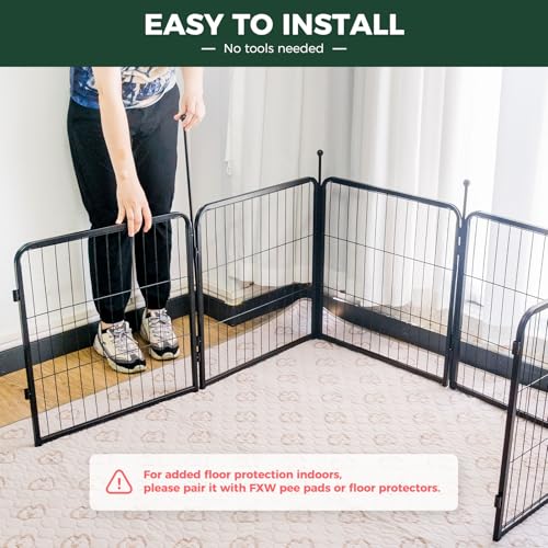 FXW Rollick Dog Playpen, Indoor, Yard & RV Camping, 24" H, 16 Panels | Easy setup, Heavy-duty, DIY layouts, Walk-through gate, for Puppies & Small Dogs, Patented - color: Black, size: 24"H