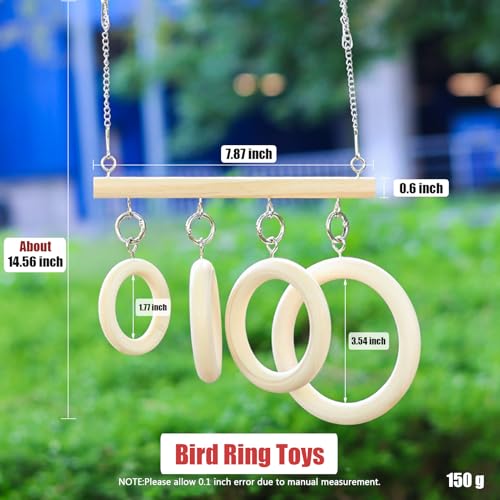 Bird Swing Rings for Cage,Hanging Bird Toys Natural Wooden,Bird Perch Climbing Toys,Parrot Perch Stand for Conure,Budgie,Cockatiel,Lovebird,Canary,Finch,Hamster,Small Pets Accessories,4-Ring (Ring) - color: Ring