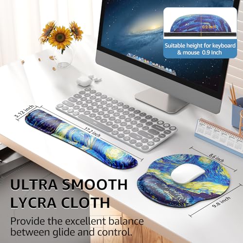 KTRIO Keyboard Wrist Rest & Mouse Pad with Wrist Rest, Starry Night | Memory Foam Wrist Support, Ergonomic Design, Non-Slip Base, Office and Home Use - color: Starry Night