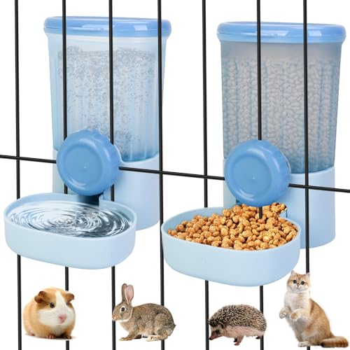 35oz Rabbit Feeder Guinea Pig Water Bottle,Hanging Automatic Food Water Dispenser,Food Feeder for Ferret Guinea Pig Rabbit Cat Bunny Cage Accessories - color: Blue