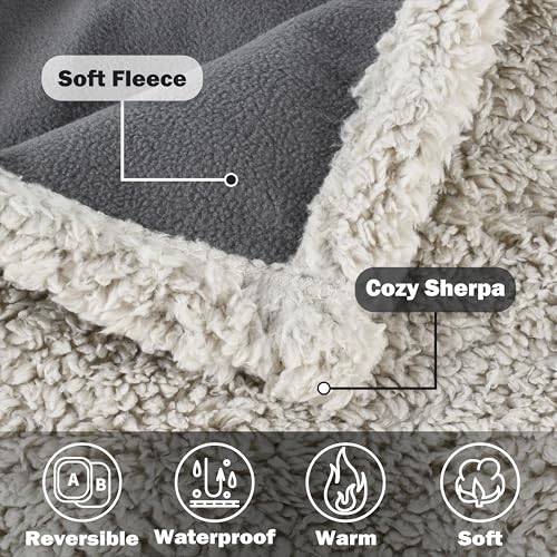 Kritter Planet Waterproof Reversible Pet Blanket for Small Dogs | 30 x 50 Inch, Washable Pet Protector for Sofa, Couch, Crates and Car Seats, Guards Against Fur, Dirt and Everyday Spills - color: Gray/Taupe, size: 50"x30"