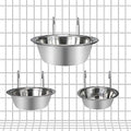 Wontee Pet Food Water Bowl Stainless Steel Hanging Feeder, 3 Pcs, S+M+L | Rust-proof, removable for easy refilling and cleaning, for feeding in cages/kennels/crates, for small dogs/cats/birds/rabbits - size: S+M+L