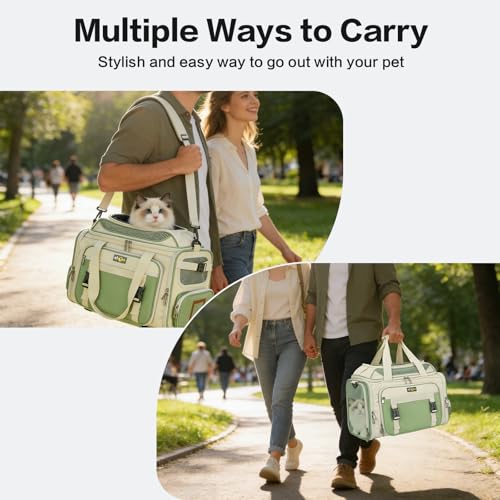 Airline Approved Travel Soft Carrier for Small cat/Dog/pet | Collapsible with Expandable Top and Sides. Kitten Mesh Puppy Carry Bag,18x11x11Delta/ United/American Airlines - color: beige
