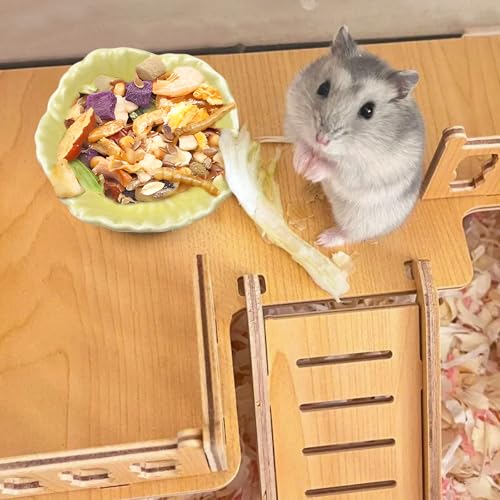 Small Ceramic Pet Hamster Bowl, Easy to Clean Anti Flipping Hamsters Food and Water Bowl, Small Animal Bowls for Dwarf Hamster, Parrots (Pink, s) - color: Pink, size: s,1pc