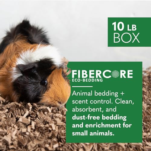 FiberCore Eco Bedding with Odor Control, 99% Dust Free Paper Bedding for Small Animals and Birds, 10 lb Bulky Box. (Expands to 250 L). - size: 10 lb