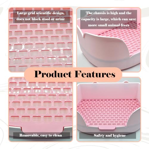 15.1"X11.0" Large Rabbit Litter Box,Plastic Square Rabbits Potty Trainer with Bigger Pan Bunny Corner Toilet Box with Small Animal Disposable Liner for Guinea Pigs Hamster Chinchilla(Purple) - color: 【Purple】