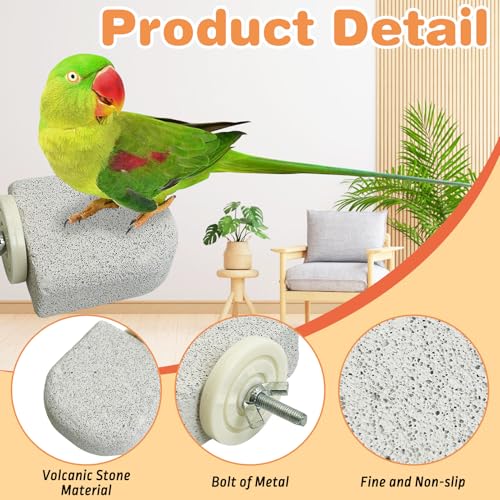 PINVNBY 8 PCS Bird Perch Bird Beak Grinding Stone Calcium Mineral Parrot Perch Foot Claws Trimmer Chew Toy Cage Accessories for Small Medium Budgie Cockatiel Conure Lovebird Finch - color: Grey, size: M, 8 pcs
