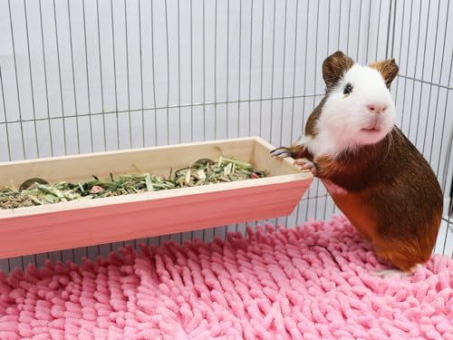 Guinea Pig Feeder Box, Wooden Small Animal Food Feeder, Hanging Rabbit Food Bowl, Small Animal Cage Accessories, Suitable for Rabbit Bunny Chinchilla Guinea Pig Hamster 11.8 × 4.3 × 2.4 Inches