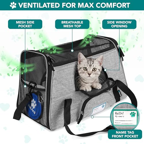 PetAmi Airline Approved Pet Carrier for Cats Small Dogs, Small Heather Gray | Soft Sided TSA Travel Bag, Sherpa Bed, Breathable Mesh Ventilation, Collapsible Bowl, Fits Under Seat, Up to 18 lbs - color: Heather Gray, size: Small - 17"L x 10.2"W x 11.2"H