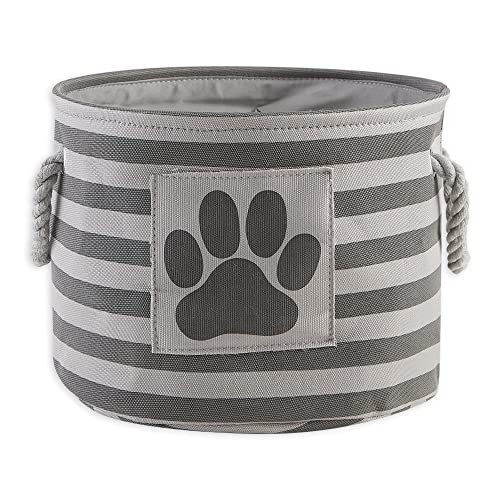 Bone Dry Pet Storage Collection Striped Paw Patch Bin, Small Round, Grayz, Medium Breeds - color: Gray, size: Small Round
