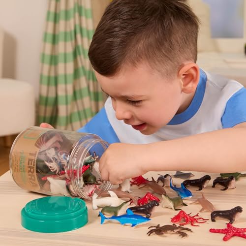 Terra by Battat Sea Animal Toys in Tube, 60 Ocean Animal Figures, Animals | 60 mini sea animal figures with 12 different sea animals, realistic details, bold colors, portable storage, Tubes, 3+ Years
