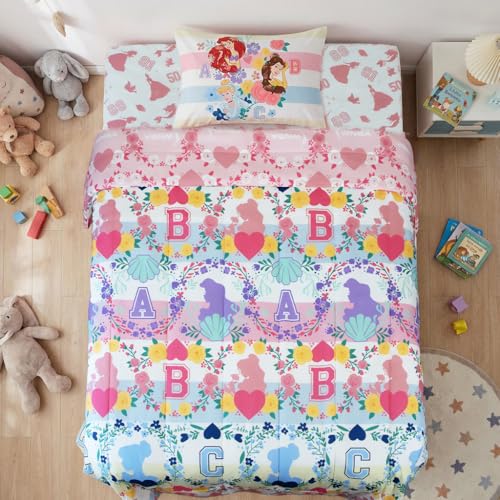 Northwest Disney Princess Twin Comforter Set, Reversible Design Ultra Soft Fade Resistant Microfiber Kids Bedding Set, Officially Licensed - color: Princess