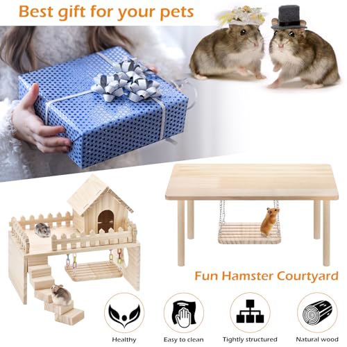 2-piece Hamster cage Accessory Toy Set Includes a Swing, Platform, Stairs, and Fence for a Hamster House, Suitable for Small Animals Such as Syrian Hamsters, sandrats, and Hamsters