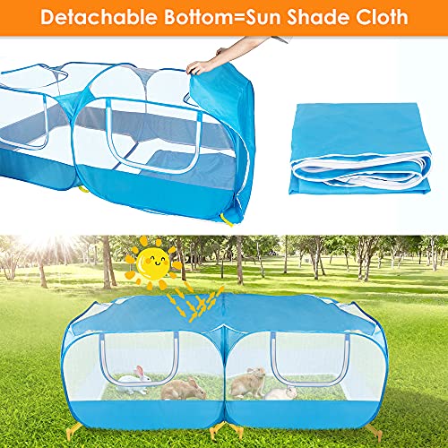 SlowTon Small Animals Playpen, Pop Up Detachable Bottom 73"x36"x25" | Portable Chicken Coop Run, Large Chick Brooder, For Guinea Pig Bunny Puppy, Indoor Outdoor, Flat Top - color: Blue, size: 73"x36"x25"