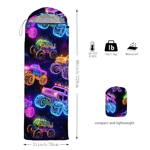 AILONEN Cartoon Car Sleeping Bags,Lightweight & Waterproof,3 Season Warm & Cool Weather,Cute Stars Printed Vehicles Transportation Sleeping Bags for Boys,Kids,Adults Travelling,Outdoors - color: C43