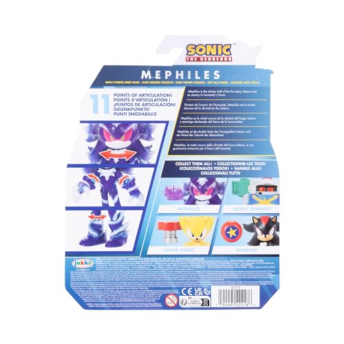 Sonic the Hedgehog 4-inch Mephiles the Dark Action Figure with Purple Mist Base Accessory. Ages 3+ (Officially Licensed by Sega)