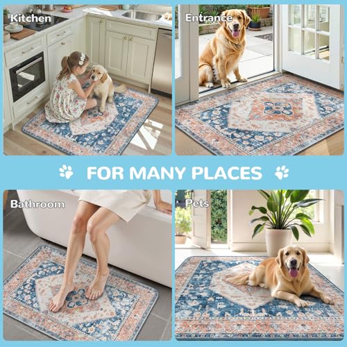Lahome Reusable Washable Puppy Pads - 2 Pack Super Absorbent & Waterproof Dog Training Mats for Potty, Crate and Floor - Leakproof Pee Pads with Non-Slip Backing (Beige Blue, 36"x48") - color: Beige Blue, size: 3FT x 4FT (Pack of 2)