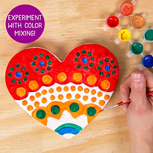 Creative Roots Mosaic Heart Stepping Stone, Includes 7-Inch Ceramic Stepping Stone & 6 Vibrant Paints, Mosaic Stepping Stone Kit, Paint Your Own, DIY Stepping Stone Kit for Kids Ages 8+ - style: Heart