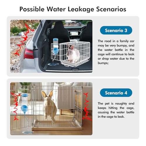 Vannon Top Fill Small Animal Water Dispenser for Cage, 23oz Auto Feeding Crate Water Bottle for Rabbit, Chinchilla, Ferret, Guinea Pig, Squirrel, Hedgehog, Pet Nozzle Diameter: 10mm, BPA Free, Blue