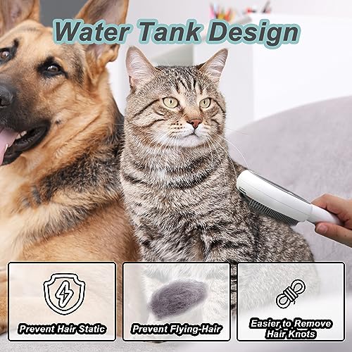 Water Brush for Cats Dogs, 4 in 1 Pet Grooming Bath Brush, 2 in 1 Cleaning Brush Cat, Wet Cat Comb, Pet Hair Removal Comb with Water Tank, Sticky Brush 2.0 (Towels Not Included)