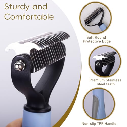 Cat & Dog Grooming Kit - Matted Fur Remover for Cats, Includes 4 Knotting Combs & 1 Pet Grooming Brush, Safe Cat Grooming Comb Set for Detangling - size: Knotting Cut Combs Set