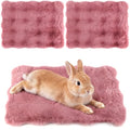 2 Pack Rabbit Mat, Soft Plush Bunny Bedding with Non-Slip Bottom, Washable Fluffy Guinea Pig Cage Liner, Small Pet Sleeping Pads for Hamster, Chinchilla, Pink - color: Pink