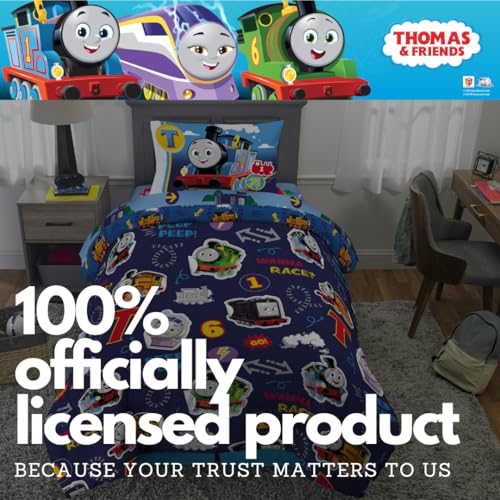 Franco Thomas & Friends Kids Bedding Super Soft Comforter and Sheet Set with Sham, 5 Piece Twin Size, (Officially Licensed Product) - color: Thomas & Friends, size: 5 Piece Twin Size